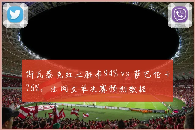 斯瓦泰克红土胜率94% vs 萨巴伦卡76%，法网女单决赛预测数据